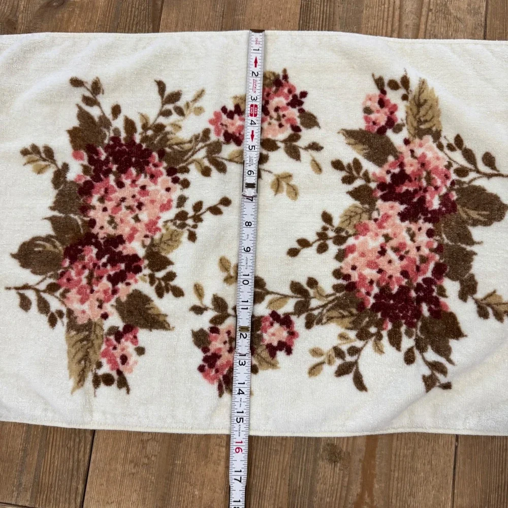 Vintage Towel Set Floral Hydrangea Springmaid 3 Piece Pink Brown White USA Made